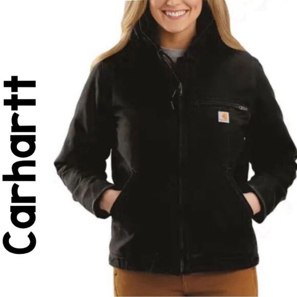 HP! Carharrt Womens Washed Duck Sherpa Lined Jacket Loose Fit Warmest - Picture 2 of 16